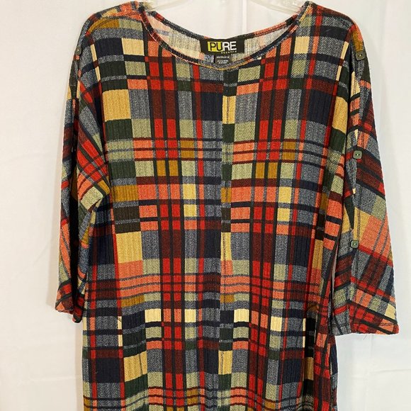 URBANOLOGY Pure Essence Plaid 3/4 Sleeve Dress NWOT Women's Size Large - Picture 4 of 12